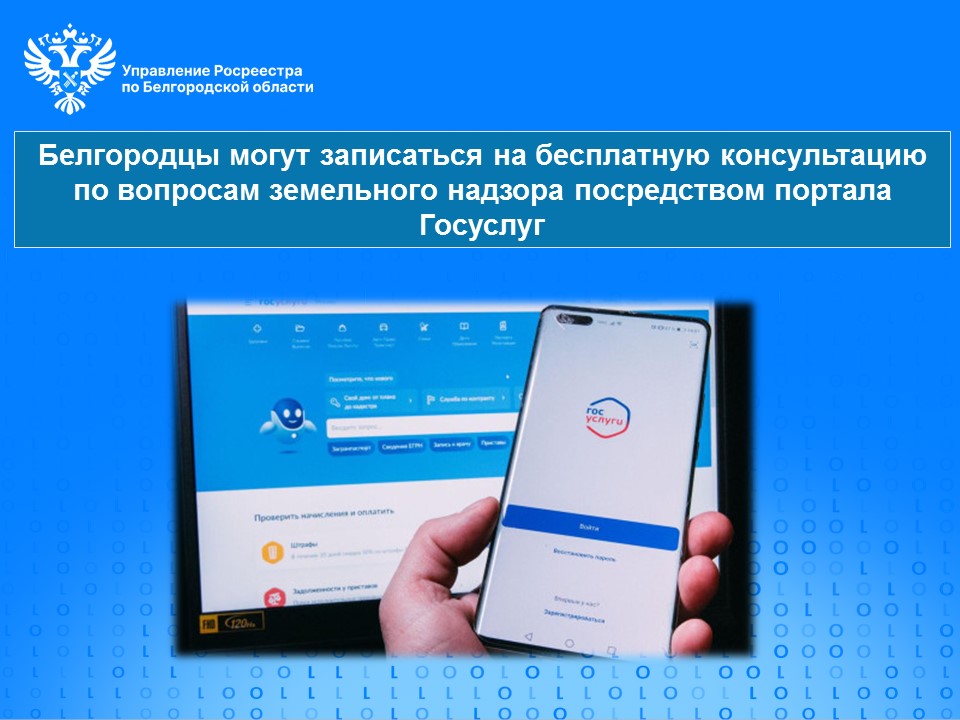 Белгородцы могут записаться на бесплатную консультацию по вопросам земельного надзора посредством портала Госуслуг.